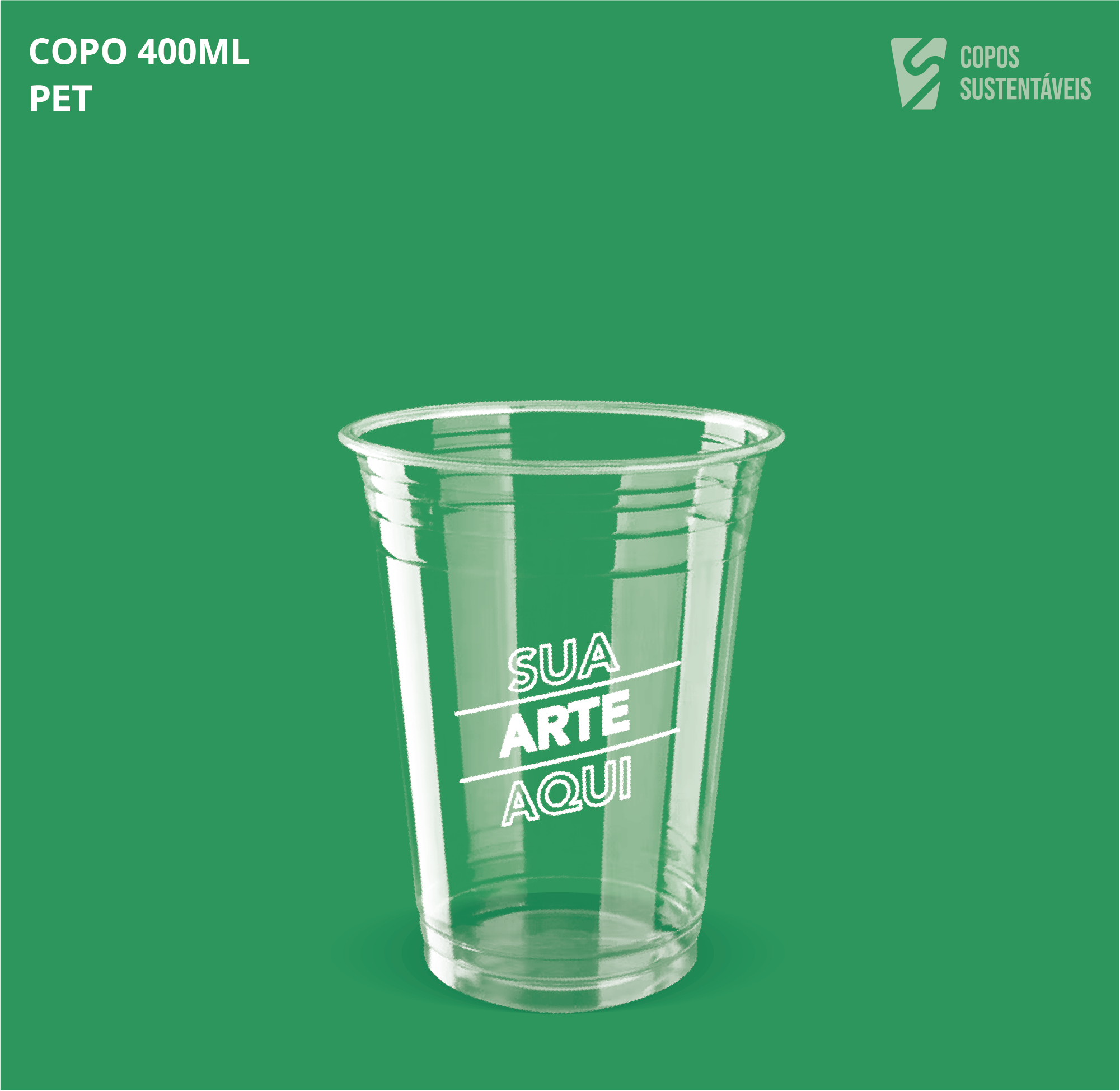 Copo plástico PET personalizado 400ml