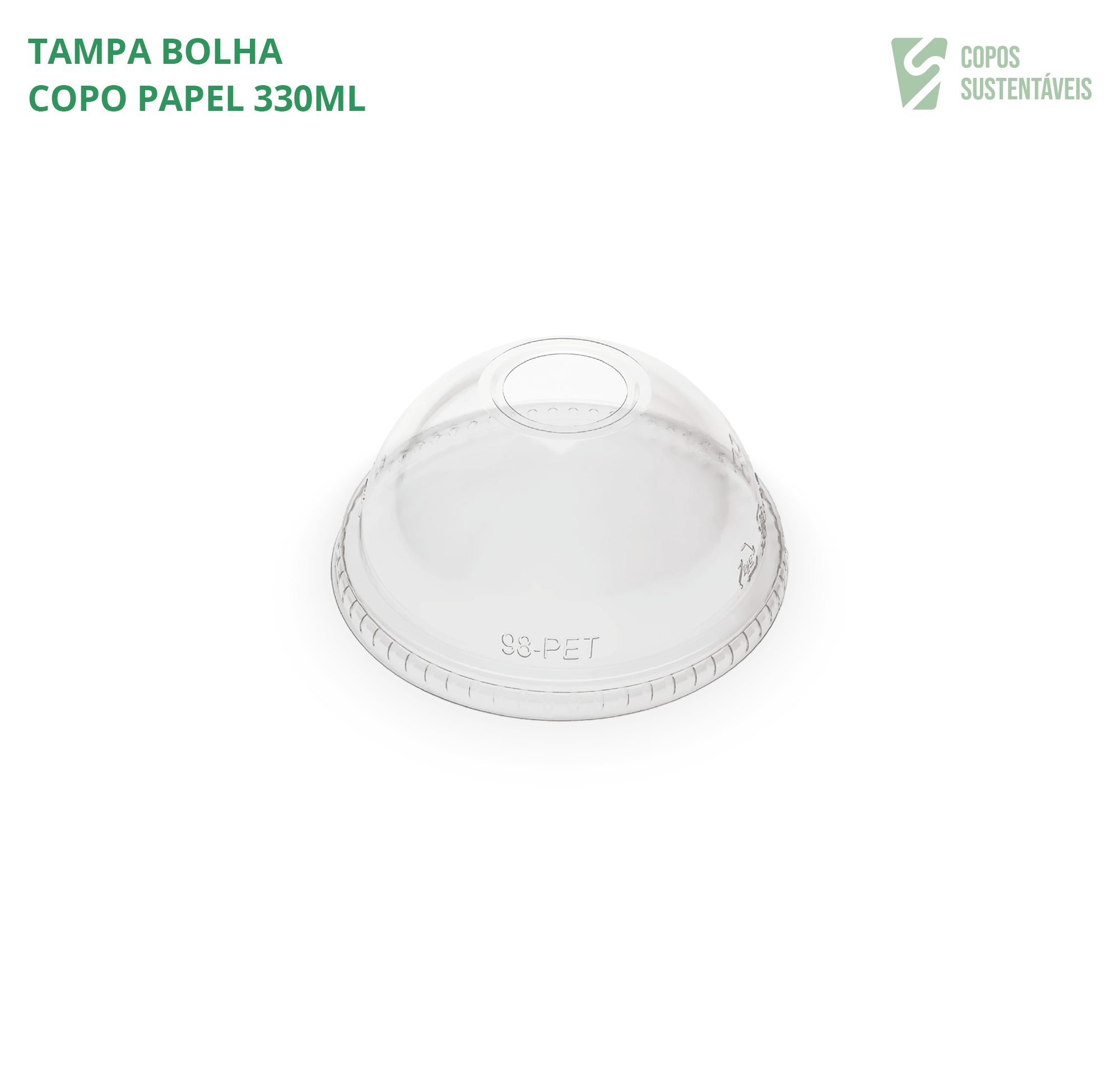 Tampa bolha para copo de papel 330ml