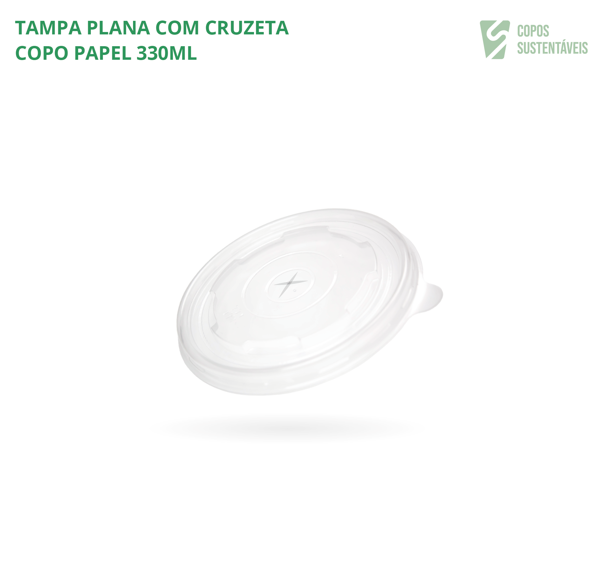 Tampa plana com cruzeta para copo de papel 330ml