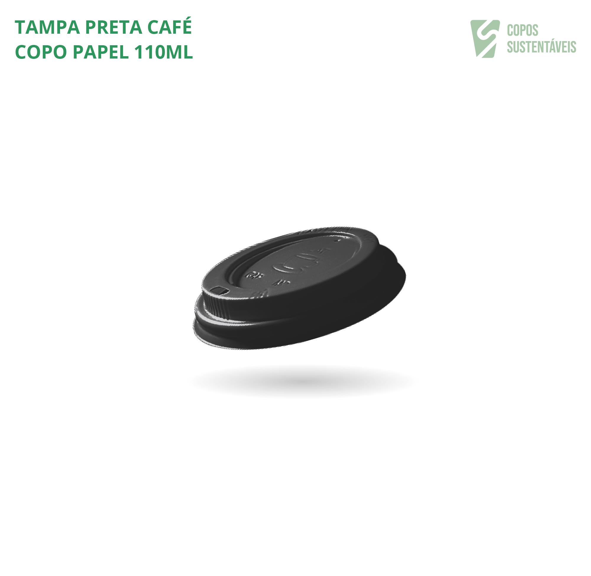 Tampa preta para copo de papel 110ml