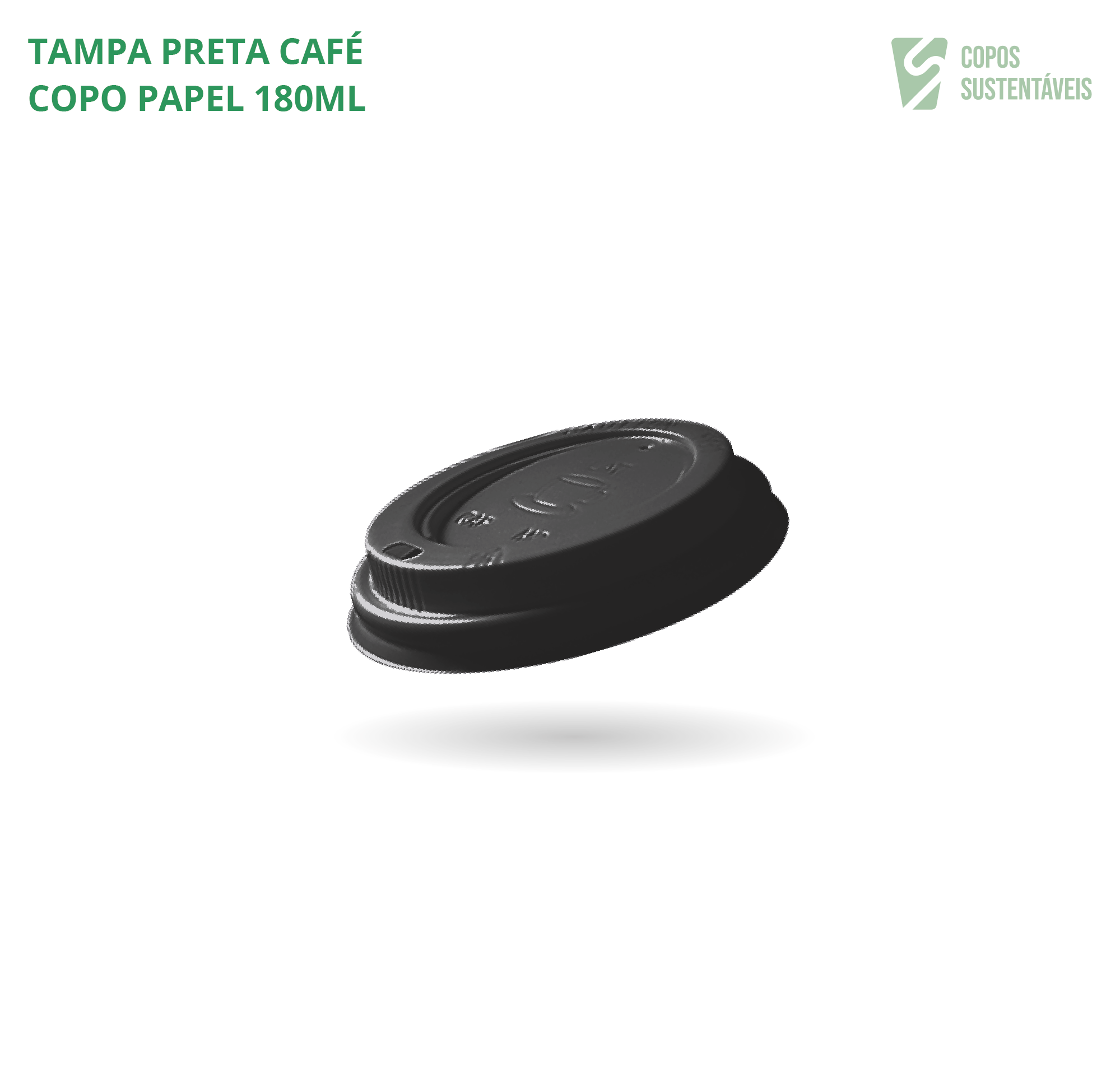 Tampa preta para copo de papel 180ml