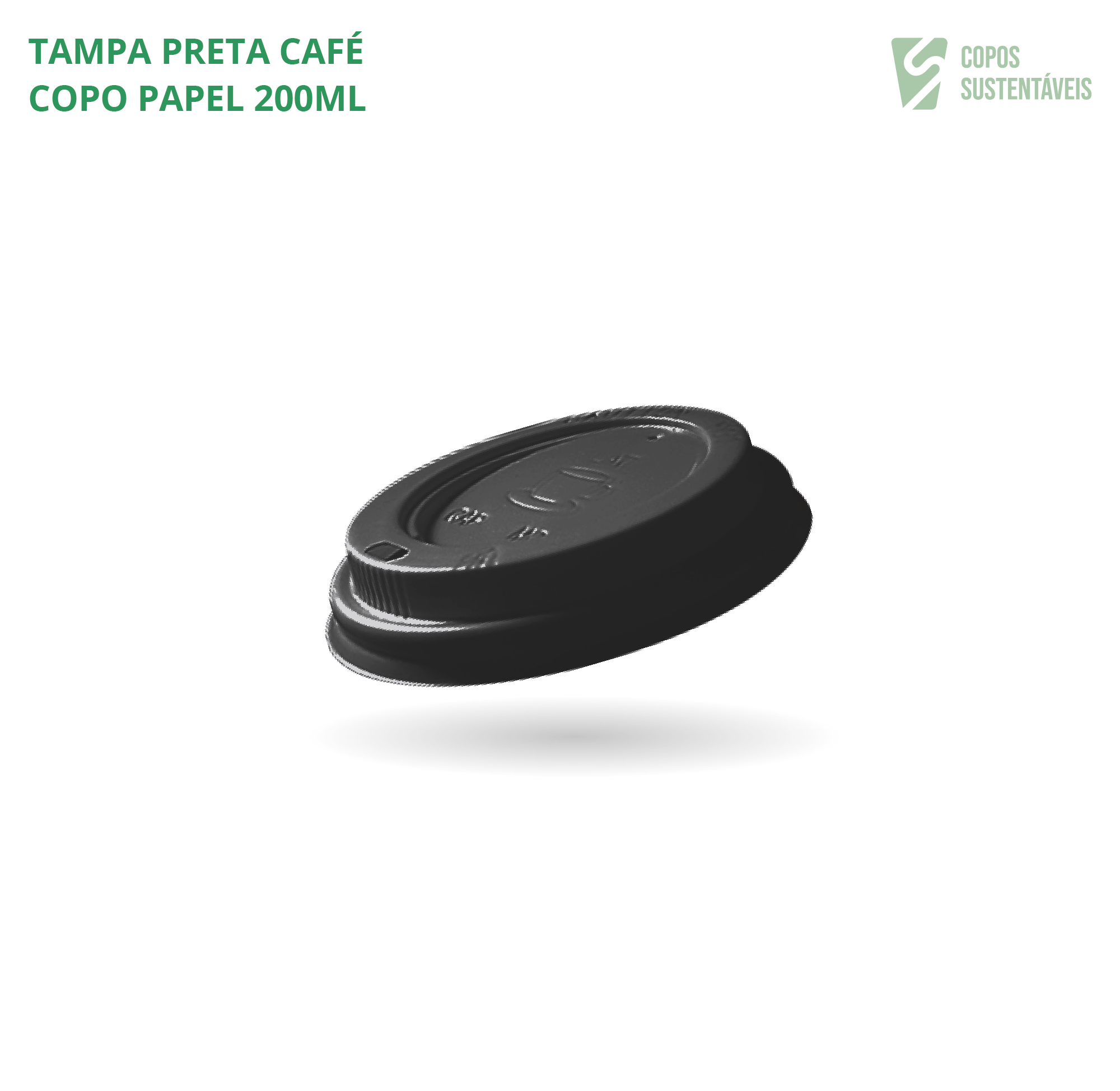 Tampa preta para copo de papel 200ml
