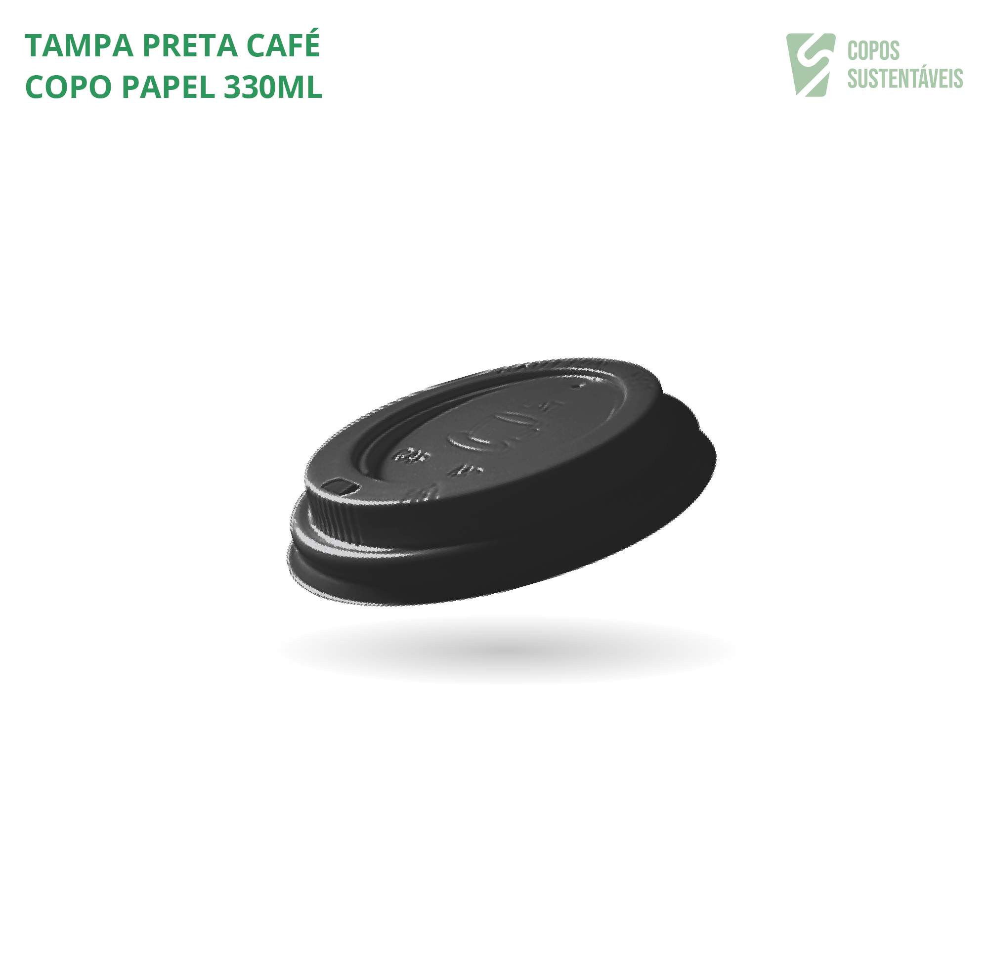 Tampa preta para copo de papel 330ml